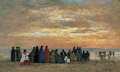 Figures on the Beach in Trouville, 1869, Eugène Louis Boudin