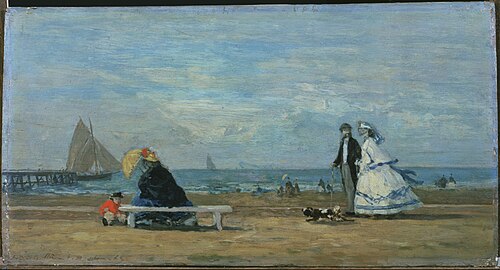 La plage à Trouville, 1863, Eugène Boudin