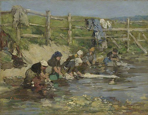Laundresses by a Stream, 1887, Eugène Louis Boudin