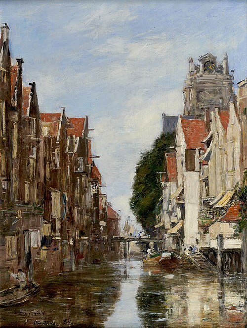 Gezicht in de Voorstraatshaven te Dordrecht, 1884, Eugène Louis Boudin