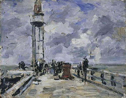 The jetty and lighthouse at Honfleur, , Eugène Louis Boudin
