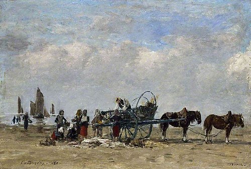 The fish-cart, Berck, 1880, Eugène Louis Boudin