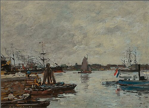 Berthing Quay in Rotterdam, 1879, Eugène Louis Boudin