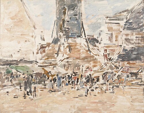 Marché St. Catherine à Honfleur, 1890, Eugène Boudin