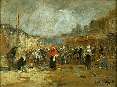 Marché aux poissons, Honfleur, 1865, Eugène Boudin