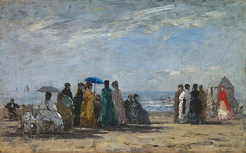La plage à Trouville, 1869, Eugène Boudin