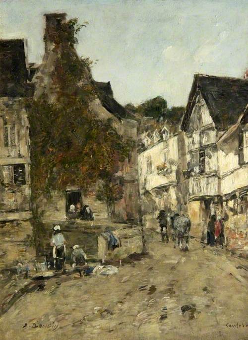 A Street in Caudebec-en-Caux, 1890, Eugène Boudin