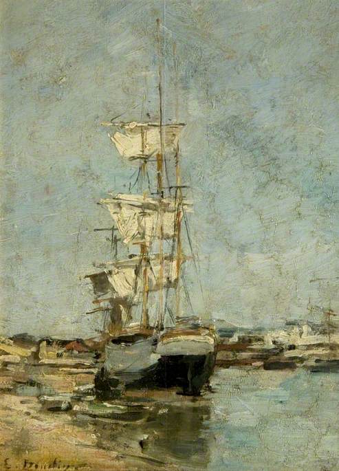 Large Sailing Ship in Port, Deauville, 1887, Eugène Boudin