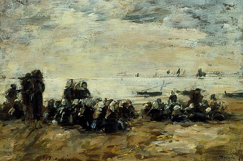 Women Awaiting Fishing Boats on Berck Beach, 1880, Eugène Louis Boudin