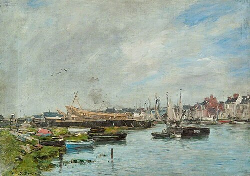 The Port of Trouville, Boatyard, 1887, Eugène Boudin