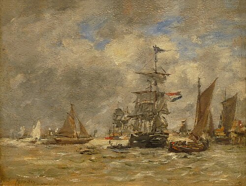 Anvers. Bateaux sur l'Escaut, 1872, Eugène Boudin