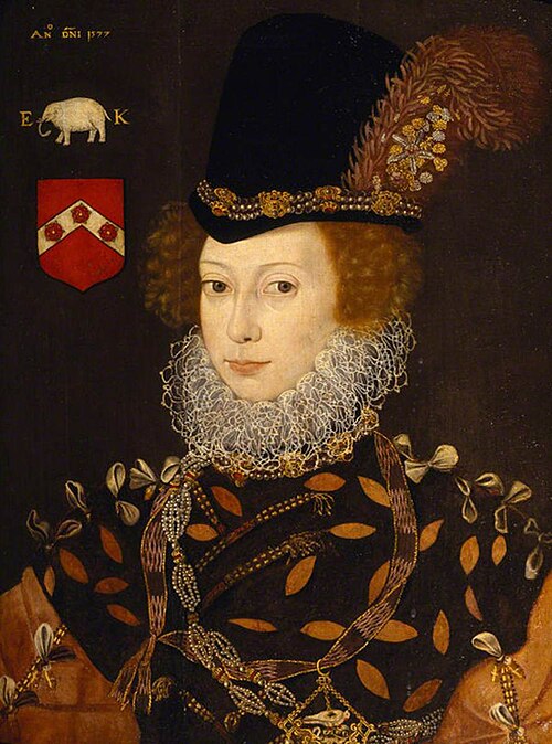 Elizabeth Knollys, Lady Leighton (b.1549), 1577, George Gower