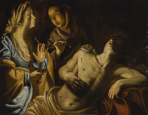 Saint Sebastian tended by Saint Irene, 1630, Artemisia Gentileschi