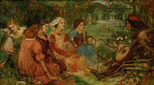 Étude pour le Décaméron, 1916, John William Waterhouse