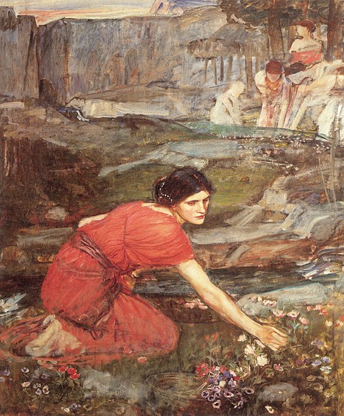 Sketch for Maidens picking Flowers by a Stream, 1911, John William Waterhouse