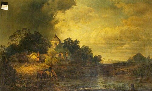 Romantic Landscape with Horses Drinking, , Alexander Panton