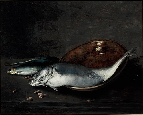 Stilleven met vissen, 1870, Alexis Vollon