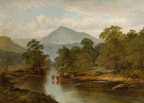 Cattle Watering, Cader, 1879, Alfred de Breanski