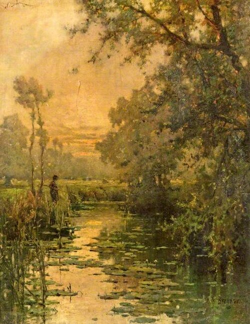 Fishing in a Stream, , Alfred de Breanski