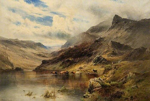 Cattle Watering on Ben A'An, , Alfred de Breanski