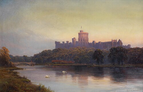 Windsor Castle at sunset, , Alfred de Breanski