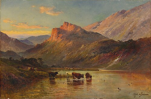 Sunset in the Scottish Highlands, , Alfred de Breanski