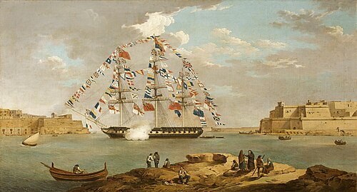 The Royal Yacht, Valetta Harbour, Malta, 1814, Anton Schranz