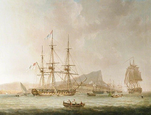 'La Sybil', a Man-of-War at Anchor off Gibraltar, 1814, Anton Schranz