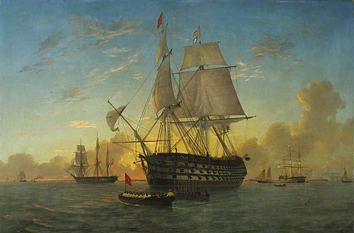 A three-decker at Spithead, , Charles Henry Seaforth