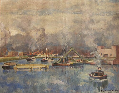 Vue du port de Strasbourg, 1928, Charles Schenckbecher