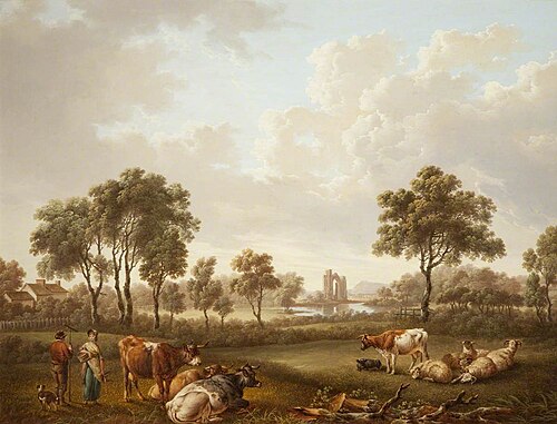 A Classical Landscape with Figures and Cattle, 1812, Charles Towne