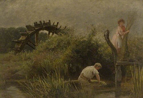 Agricultural Workers Cutting Rushes, 1885, Edgar Barclay