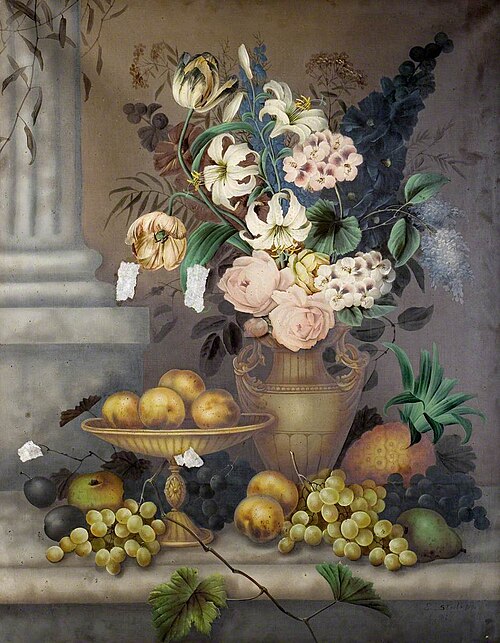 Still Life of Flowers and Fruit, 1896, Edwin Steele