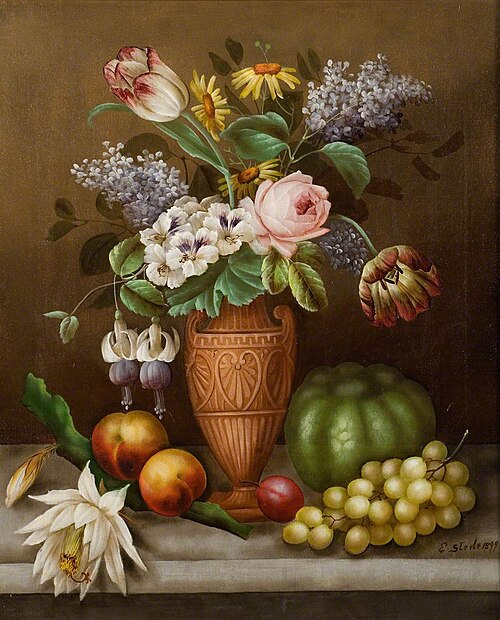 Still Life of Flowers and Fruit, 1899, Edwin Steele
