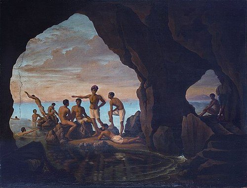 Badende Fischerknaben in der Blauen Grotte bei Capri, 1837, Ferdinand Flor