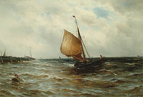 Seascape with a Fishing Boat, , Gustave de Breanski
