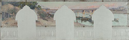 Esquisse pour la mairie d'Asnières : Eté. La Seine à Asnières, 1900, Henri Gaston Darien