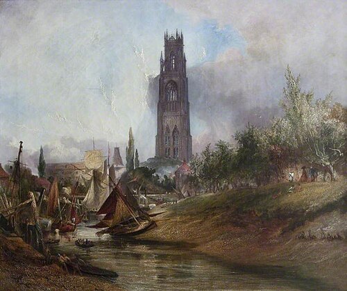 St Botolph's from the Witham, Boston, Lincolnshire, 1857, Henry Baines