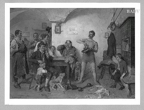 The magician in an inn, 1888, Hugo Kotschenreiter