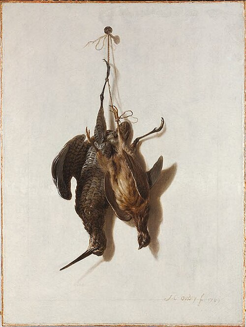 Still Life with Woodcock and Quail, 1769, Jacques Charles Oudry