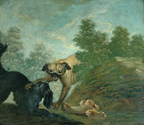 Two Dogs Fighting over a Bone, 1753, Jacques Charles Oudry