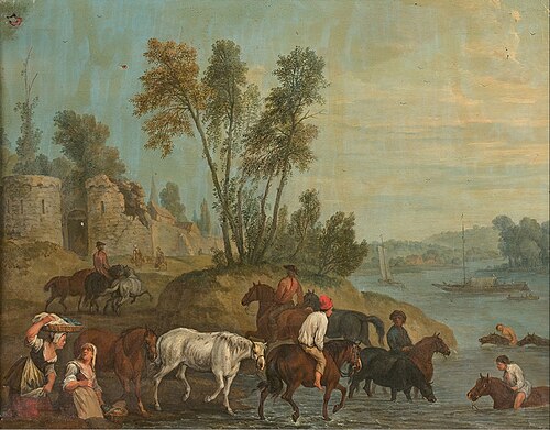 Crossing the ford, 1750, Jan Peeter Verdussen