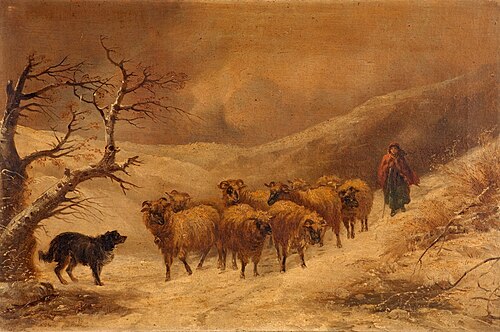 Shepherdess in the Snow, , John Joseph Barker