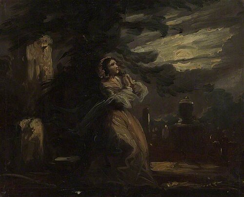 Churchyard Scene, Moonlight, , John Joseph Barker