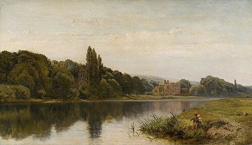 Summertime on the Thames, Bisham Church and Abbey, Berkshire, 1875, John Surtees