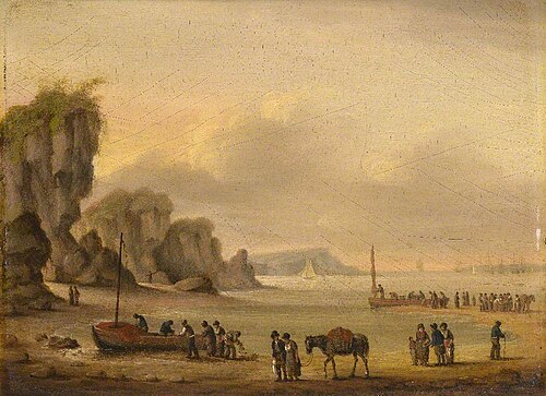 Coastal Scene with Shipping and Figures, , John Wallace Tucker