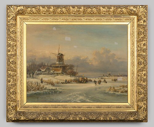 Winterlandschap met schaatsenrijders, 1865, Lodewijk Johannes Kleijn