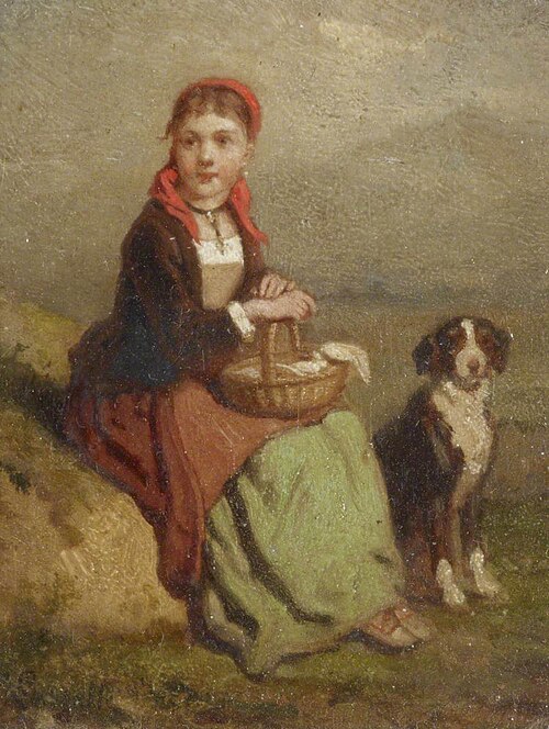Girl and a Dog resting by the Wayside, 1850, Louis-Simon Cabaillot-Lassalle