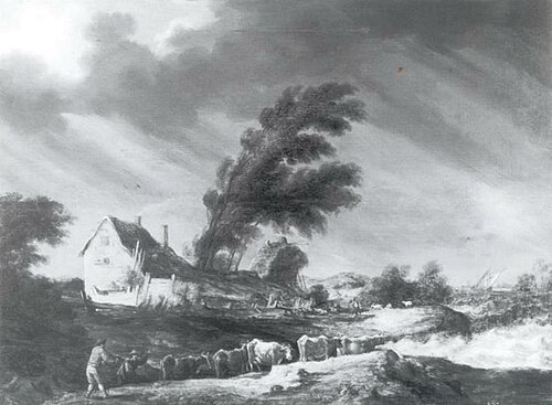 Farmhouse in a Storm, 1630, Maerten Fransz. van der Hulst