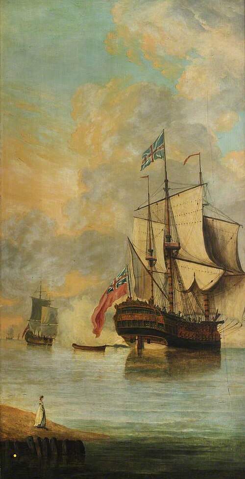 An English flagship saluting, 1793, Monamy Swaine